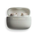 Bowers and Wilkins Pi8 Wireless IEM With Active Noise Cancellation in Dove White, with quick charging carry case