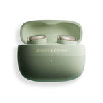 Bowers and Wilkins Pi8 Wireless IEM With Active Noise Cancellation in Jade Green, with quick charging carry case