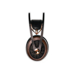 Meze Audio 109 PRO open-back headphones side view showing grille and walnut cup