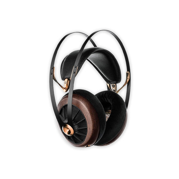 Meze Audio 109 PRO open-back hi-fi headphones in Black Walnut wood finish front angle