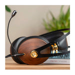 Meze 99 Classics headset with detachable boom microphone walnut finish side view lifestyle