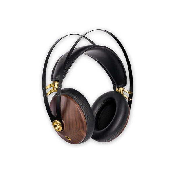 Meze Audio 99 Classics closed-back headphones with walnut earcups and gold highlights