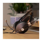 Meze 99 Neo headset with detachable Kevlar OFC boom microphone lifestyle view