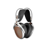 Meze Audio POET open-back Isodynamic planar-magnetic headphones front angle silver copper grille